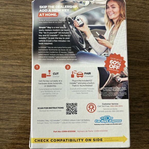 Simple Key 3 Function Key Replacement For Chrysler, Doge, Jeep - Complete Kit - Picture 3 of 6